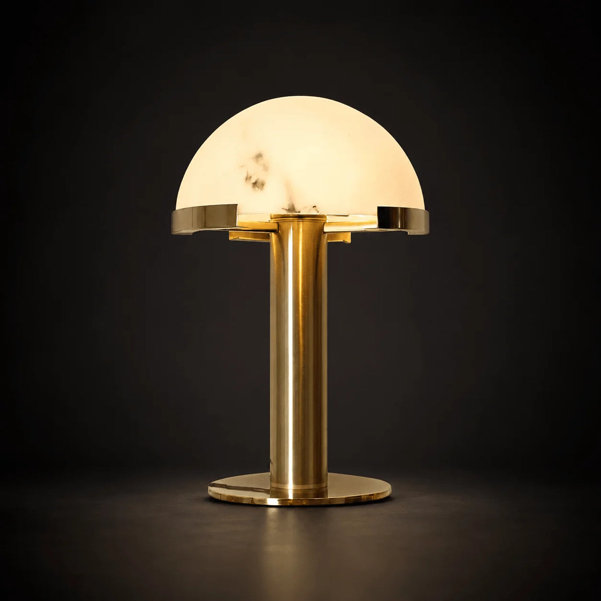 White Alabaster Stone Table Lamp Cylindrical Gold Metal Base Minimalist Living Room Bedroom Home Decor - Stack & Clear 14