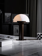 White Alabaster Stone Table Lamp Cylindrical Gold Metal Base Minimalist Living Room Bedroom Home Decor - Stack & Clear 7