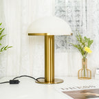 White Alabaster Stone Table Lamp Cylindrical Gold Metal Base Minimalist Living Room Bedroom Home Decor - Stack & Clear 8