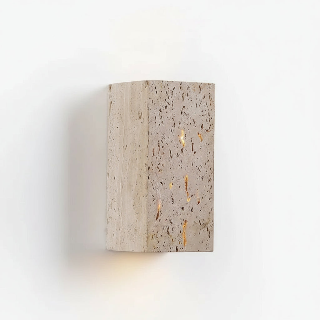 Minimalist Travertine Wall Sconce with Up-and-Down LED Lighting – Waterproof Outdoor and Bathroom Use 0