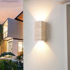 Minimalist Travertine Wall Sconce with Up-and-Down LED Lighting – Waterproof Outdoor and Bathroom Use 1