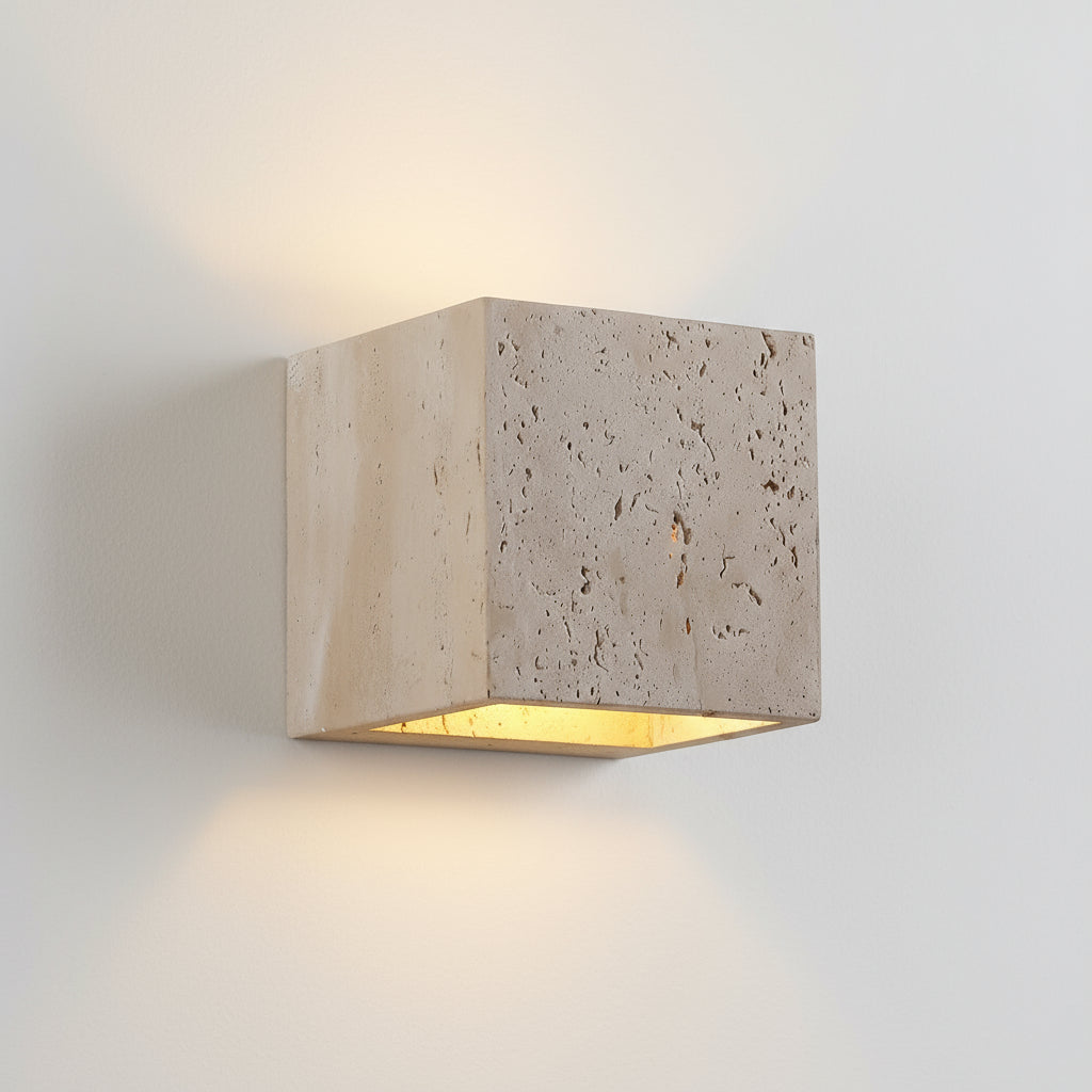 Minimalist Travertine Wall Sconce with Up-and-Down LED Lighting – Waterproof Outdoor and Bathroom Use 7