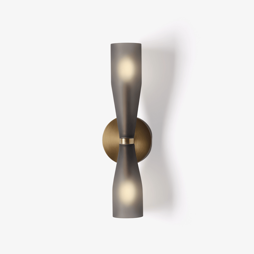 Minimalist Twin Glass LED Wall Sconce Brass Finish 1