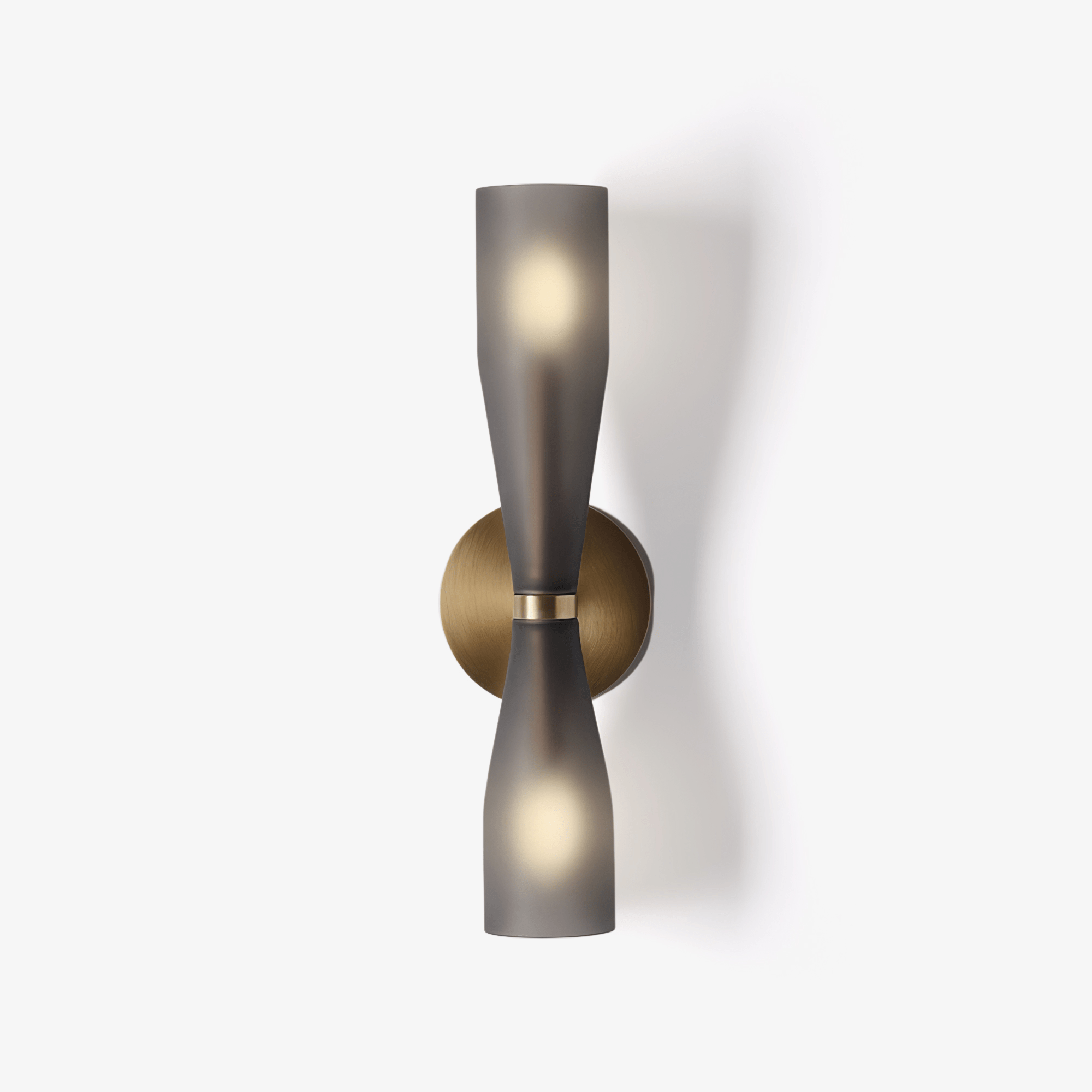 Minimalist Twin Glass LED Wall Sconce Brass Finish 1
