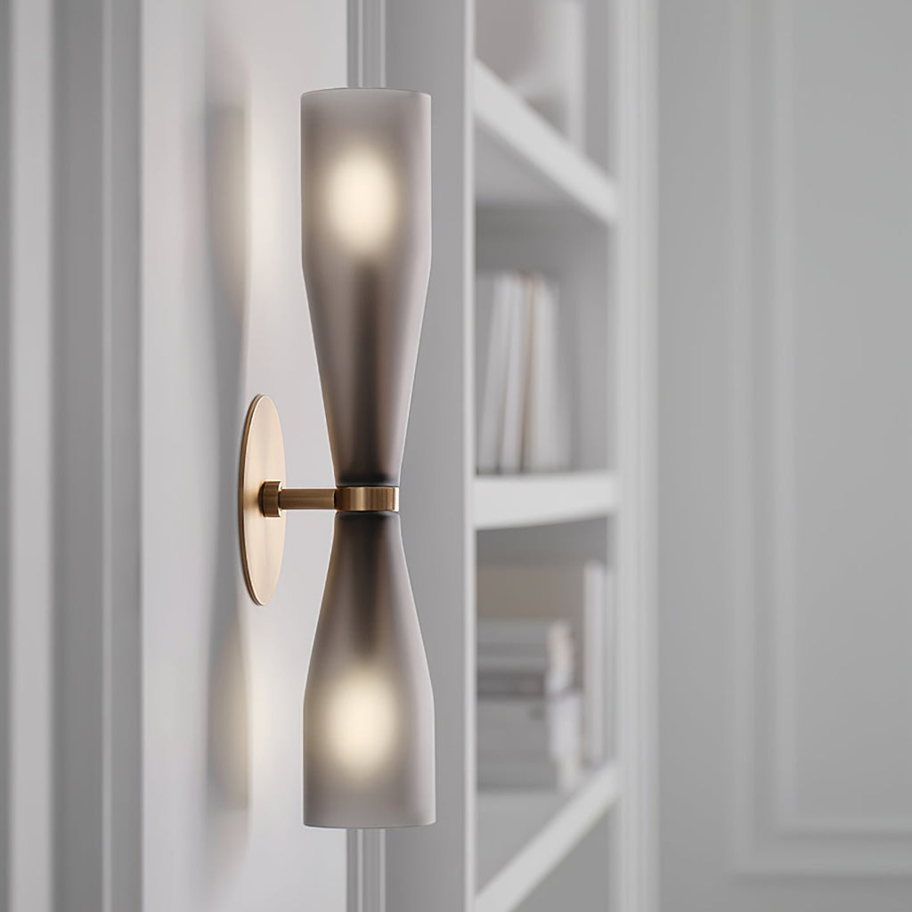 Minimalist Twin Glass LED Wall Sconce Brass Finish 2