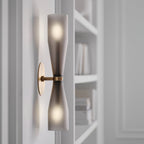 Minimalist Twin Glass LED Wall Sconce Brass Finish 2