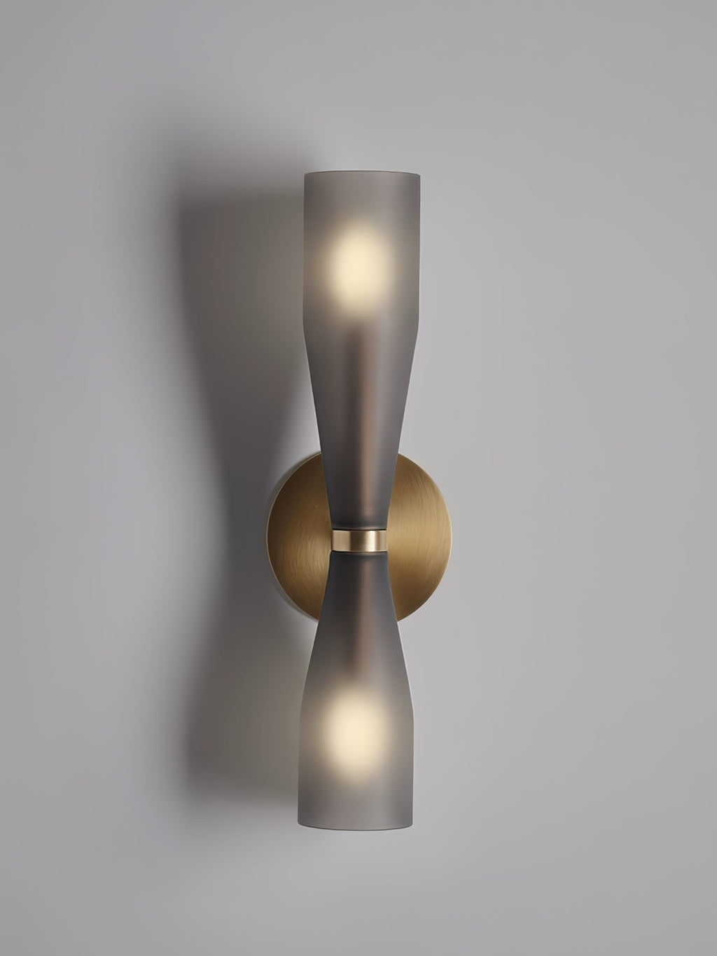Minimalist Twin Glass LED Wall Sconce Brass Finish 6