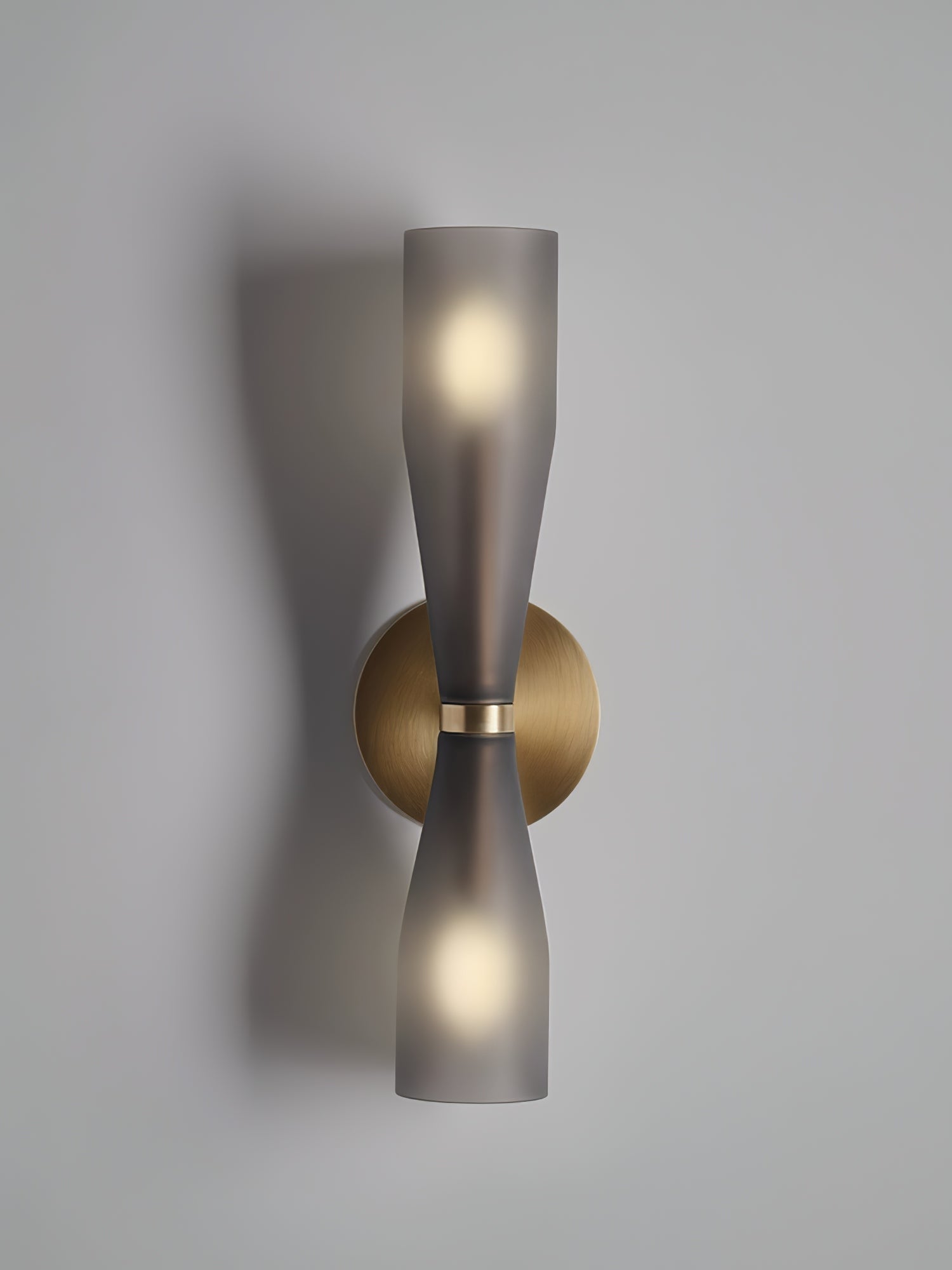 Minimalist Twin Glass LED Wall Sconce Brass Finish 6