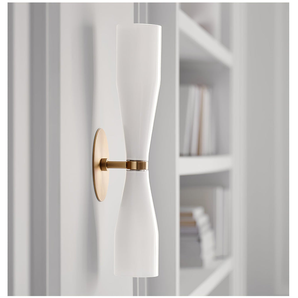 Minimalist Twin Glass LED Wall Sconce Brass Finish 8
