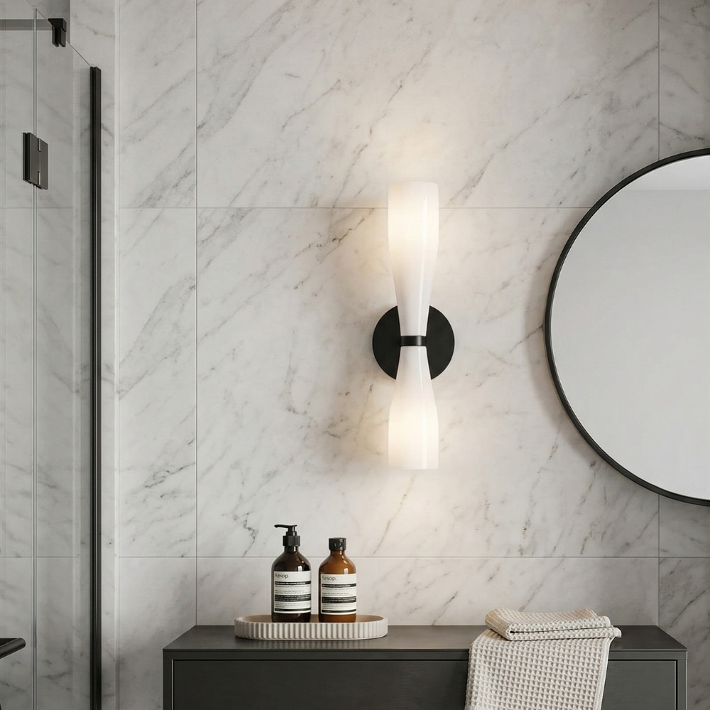 Minimalist Twin Glass LED Wall Sconce Brass Finish 99