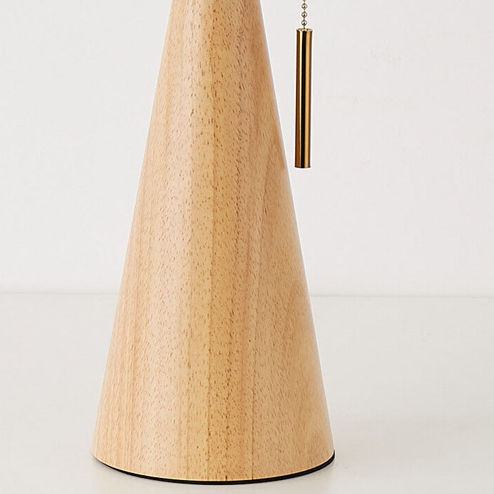 Minimalist Vintage Wooden Table Lamp – LED Bedside Lamp with Fabric Shade in Light Brown & Walnut Finish 3