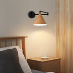 Minimalist Wall Sconce Lighting in Walnut Finish – Modern Iron Cone Wall Lamp for Bedroom and Living Room 3