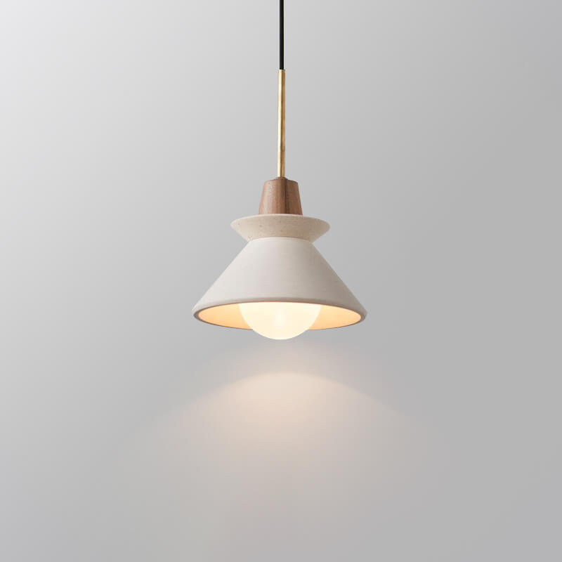 Minimalist White Cement Pendant Light – Modern Tapered Design for Living Spaces 12