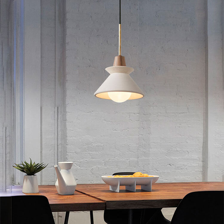Minimalist White Cement Pendant Light – Modern Tapered Design for Living Spaces 8