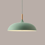 Modern 1-Light Dome Pendant Light with Metal and Wood Top – Stylish Kitchen Hanging Light 12