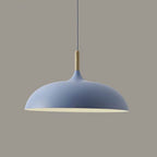Modern 1-Light Dome Pendant Light with Metal and Wood Top – Stylish Kitchen Hanging Light 13