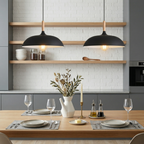Modern 1-Light Dome Pendant Light with Metal and Wood Top – Stylish Kitchen Hanging Light 21