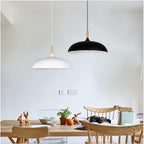 Modern 1-Light Dome Pendant Light with Metal and Wood Top – Stylish Kitchen Hanging Light 6