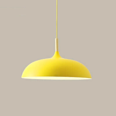 Modern 1-Light Dome Pendant Light with Metal and Wood Top – Stylish Kitchen Hanging Light 9