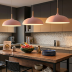 Modern 1-Light Dome Pendant Light with Metal and Wood Top – Stylish Kitchen Hanging Light 94