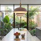 Modern 1-Light Dome Pendant Light with Metal and Wood Top – Stylish Kitchen Hanging Light 95