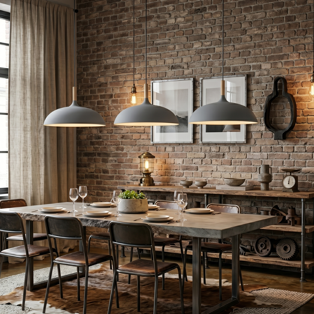 Modern 1-Light Dome Pendant Light with Metal and Wood Top – Stylish Kitchen Hanging Light 98