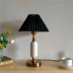 Modern 1-Light Table Lamp with Pleated Shade – Versatile Bedside or Desk Lamp in Black, White, or Coffee Finish 0
