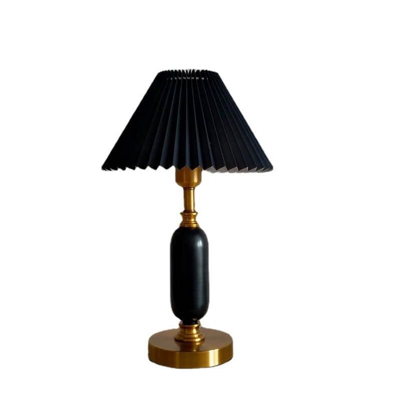 Modern 1-Light Table Lamp with Pleated Shade – Versatile Bedside or Desk Lamp in Black, White, or Coffee Finish 4