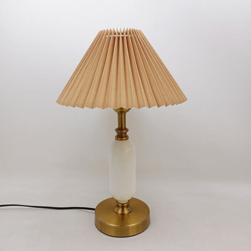 Modern 1-Light Table Lamp with Pleated Shade – Versatile Bedside or Desk Lamp in Black, White, or Coffee Finish 8
