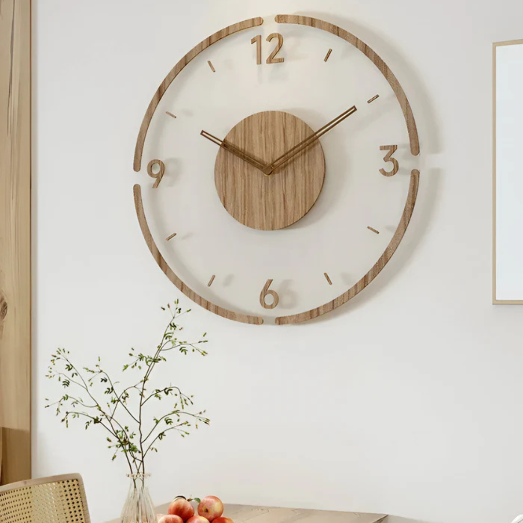 Modern 30 cm Wall Clock – Silent Quartz Mechanism with Acrylic and Wood Design for Minimalist Home Decor 0