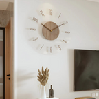 Modern 30 cm Wall Clock – Silent Quartz Mechanism with Acrylic and Wood Design for Minimalist Home Decor 1