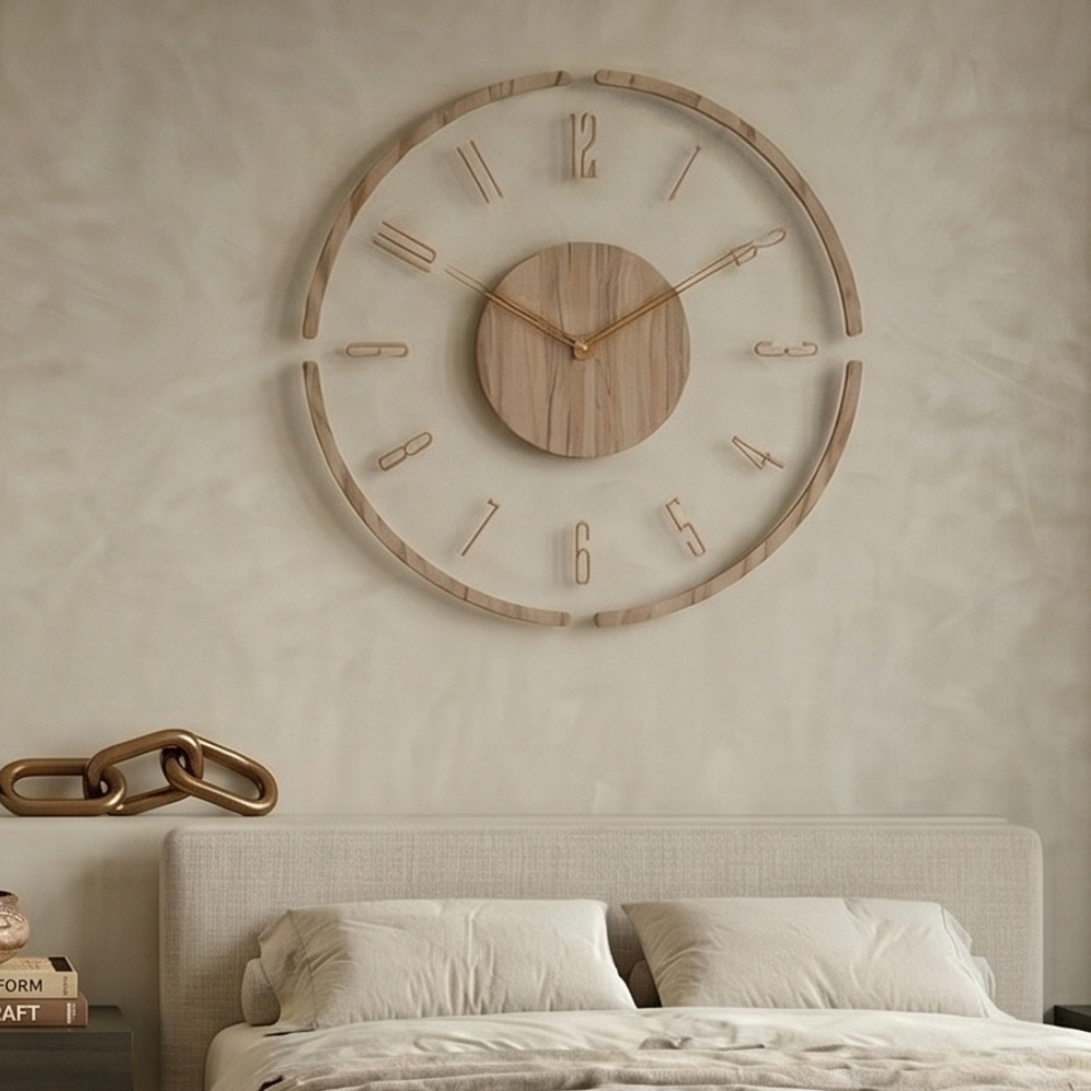 Modern 30 cm Wall Clock – Silent Quartz Mechanism with Acrylic and Wood Design for Minimalist Home Decor 98