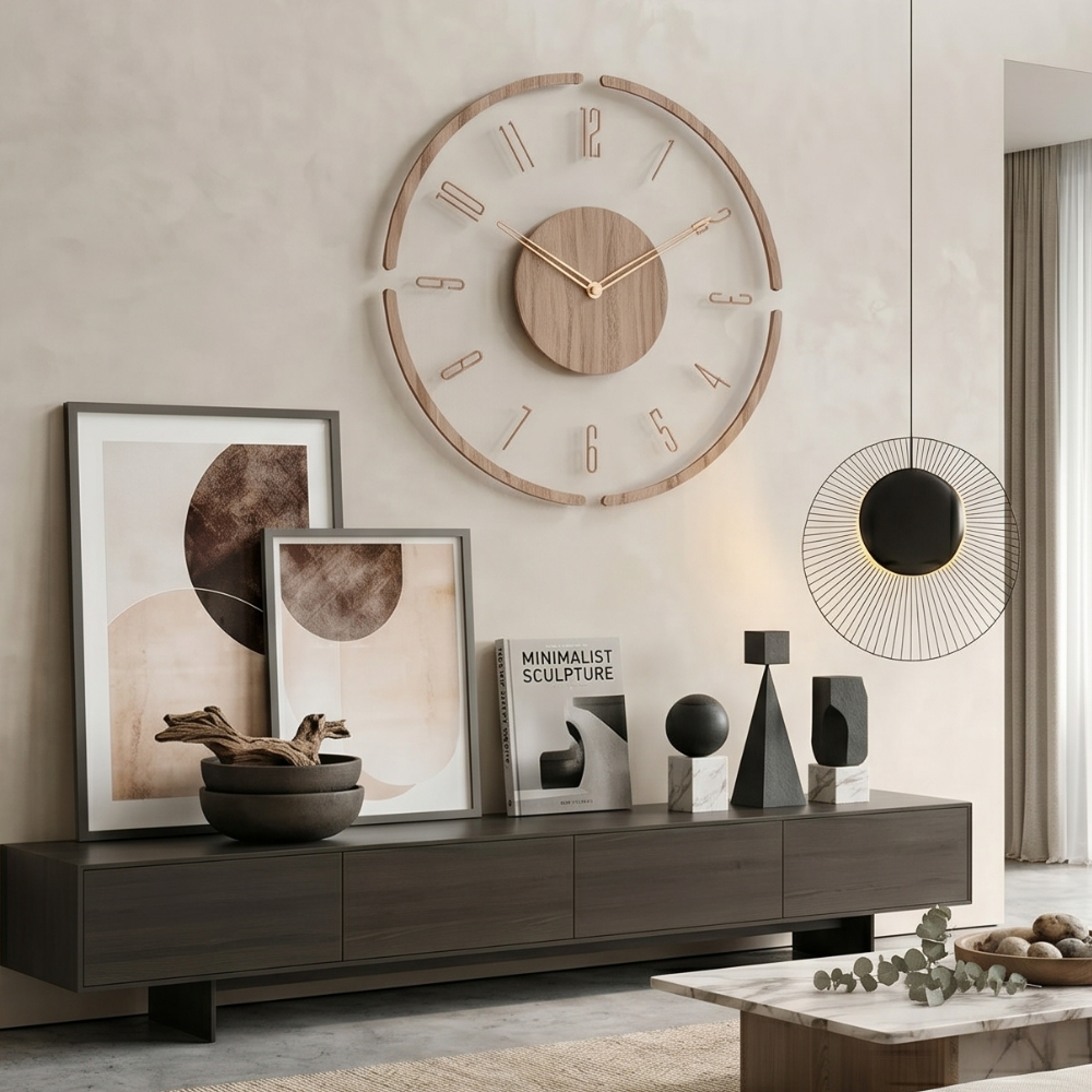 Modern 30 cm Wall Clock – Silent Quartz Mechanism with Acrylic and Wood Design for Minimalist Home Decor 99