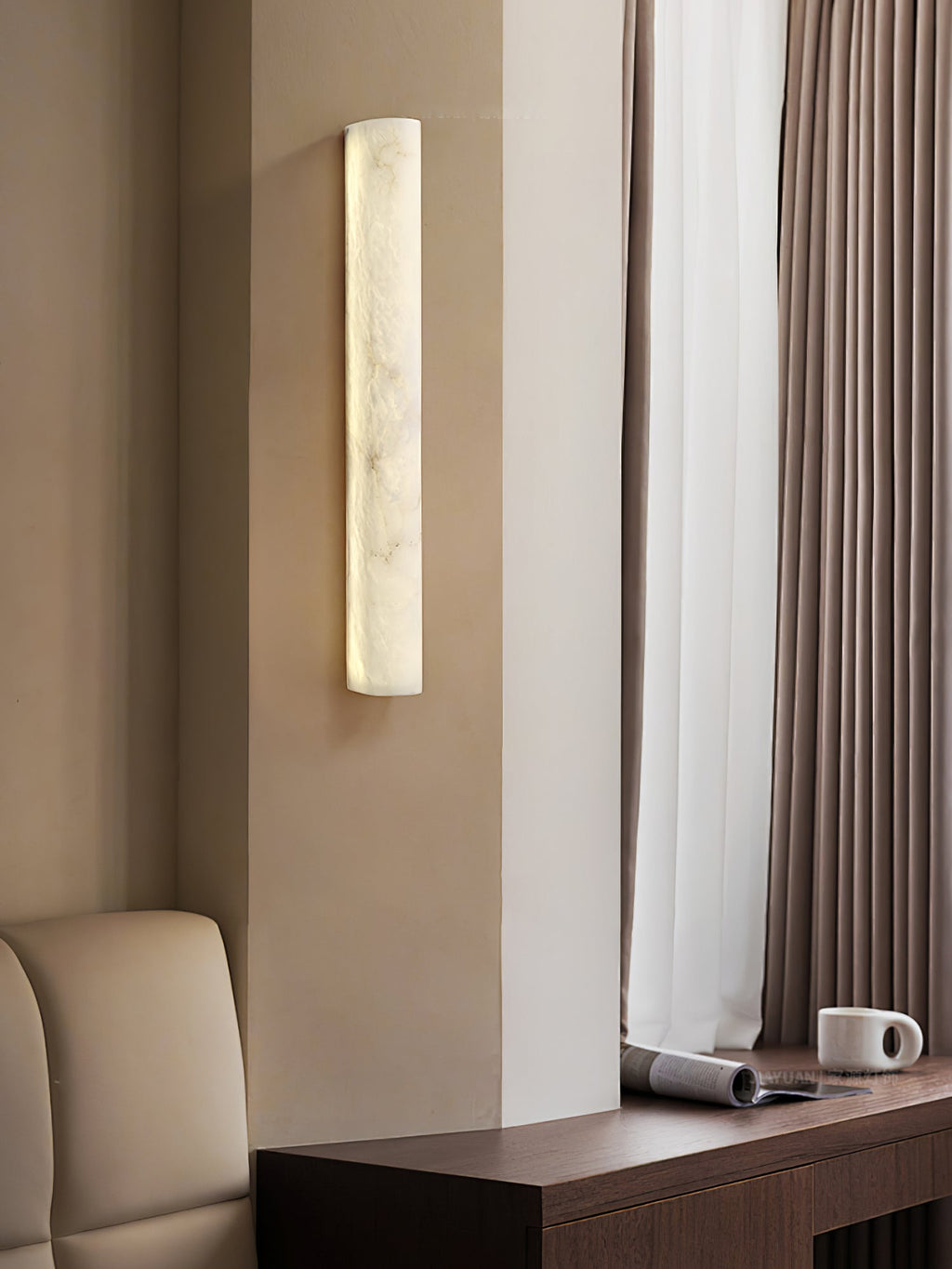 Modern Alabaster LED Wall Sconce White Finish Indoor Light 3