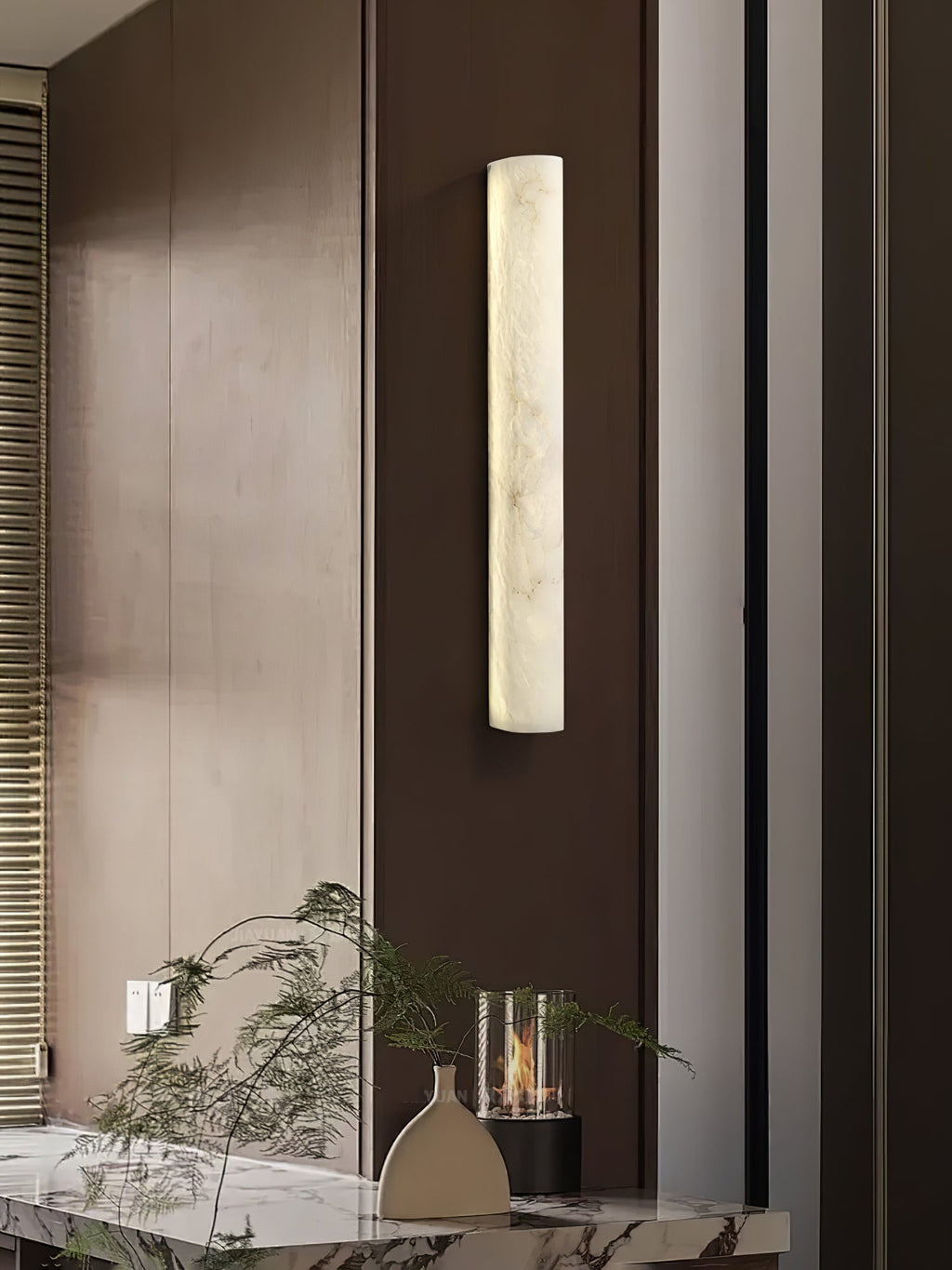 Modern Alabaster LED Wall Sconce White Finish Indoor Light 5