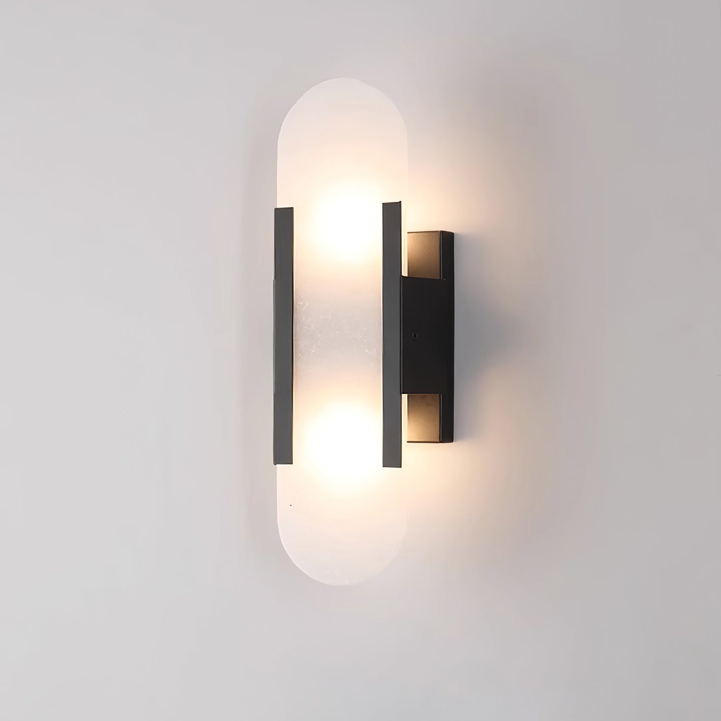 Modern Alabaster Wall Sconce With Brass Accents 0