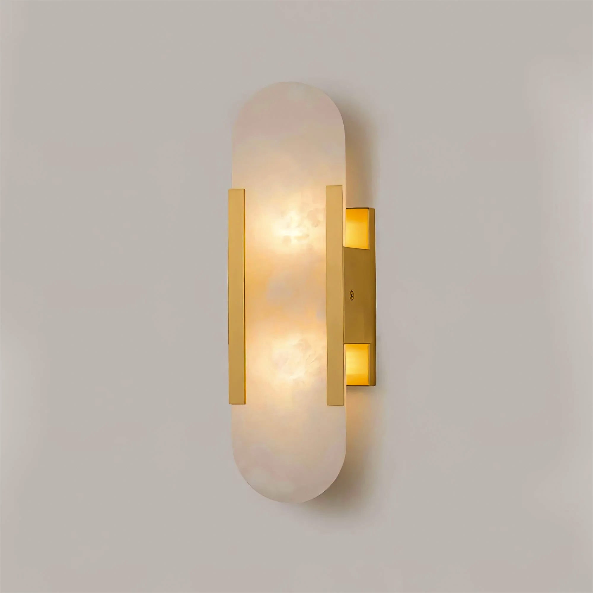 Modern Alabaster Wall Sconce With Brass Accents 10