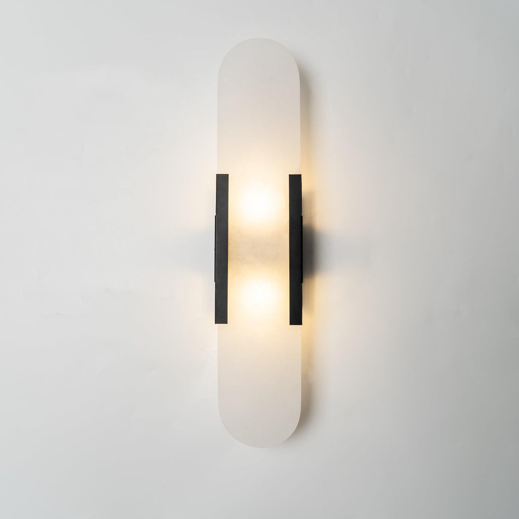 Modern Alabaster Wall Sconce With Brass Accents 11