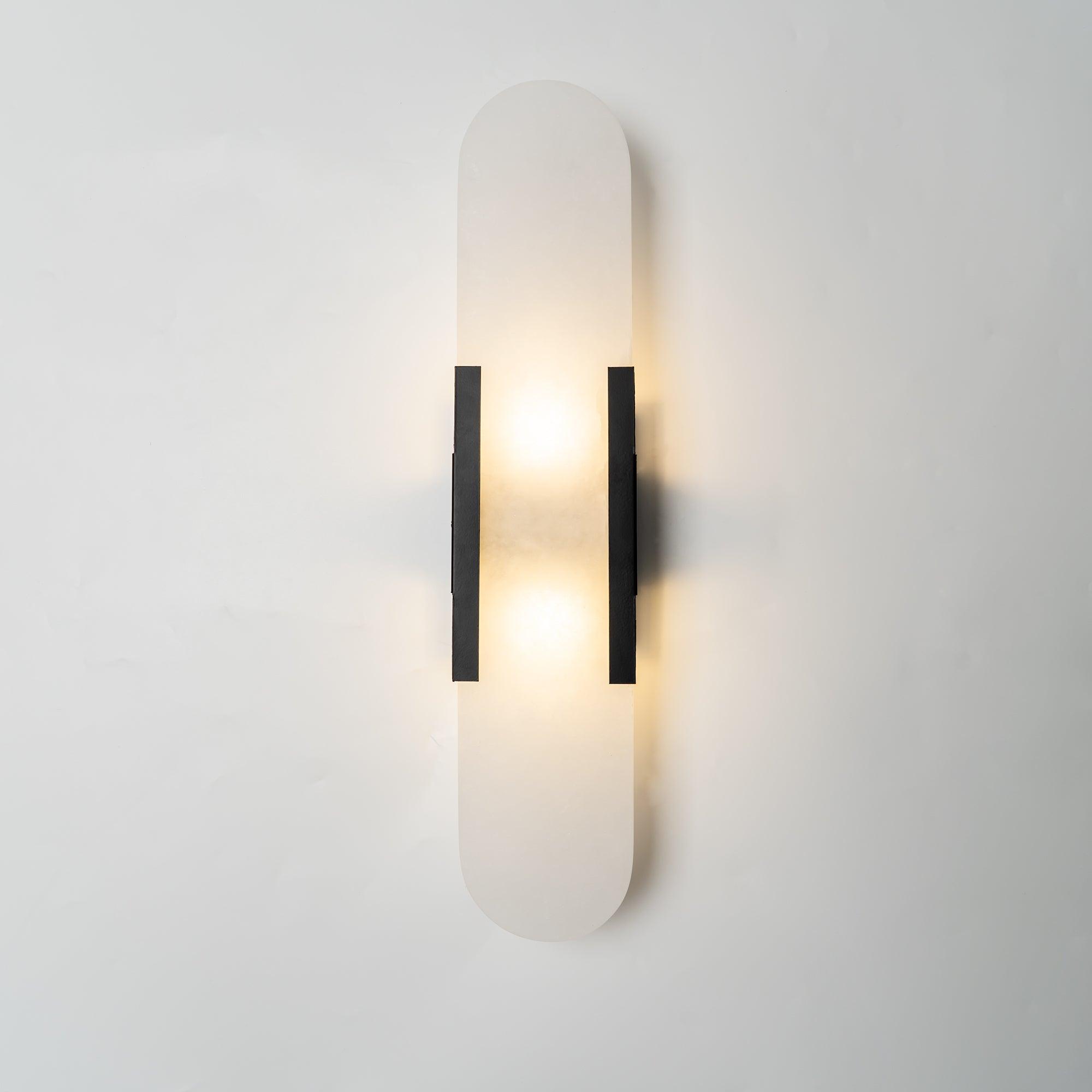 Modern Alabaster Wall Sconce With Brass Accents 11