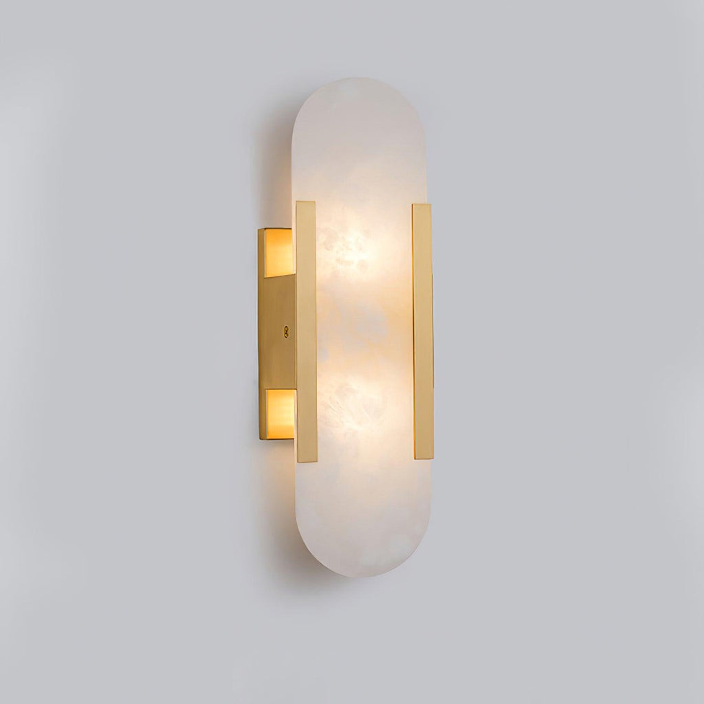 Modern Alabaster Wall Sconce With Brass Accents 12