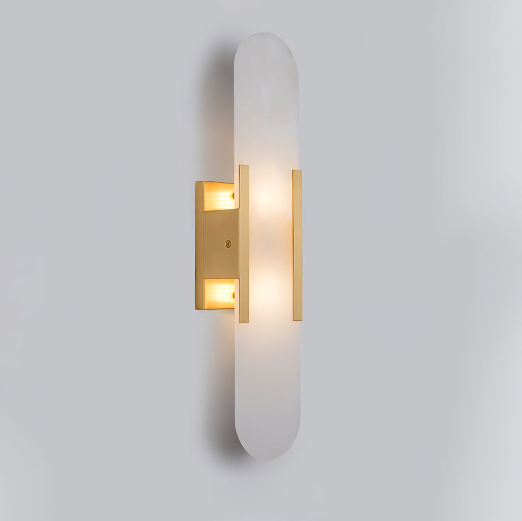 Modern Alabaster Wall Sconce With Brass Accents 13