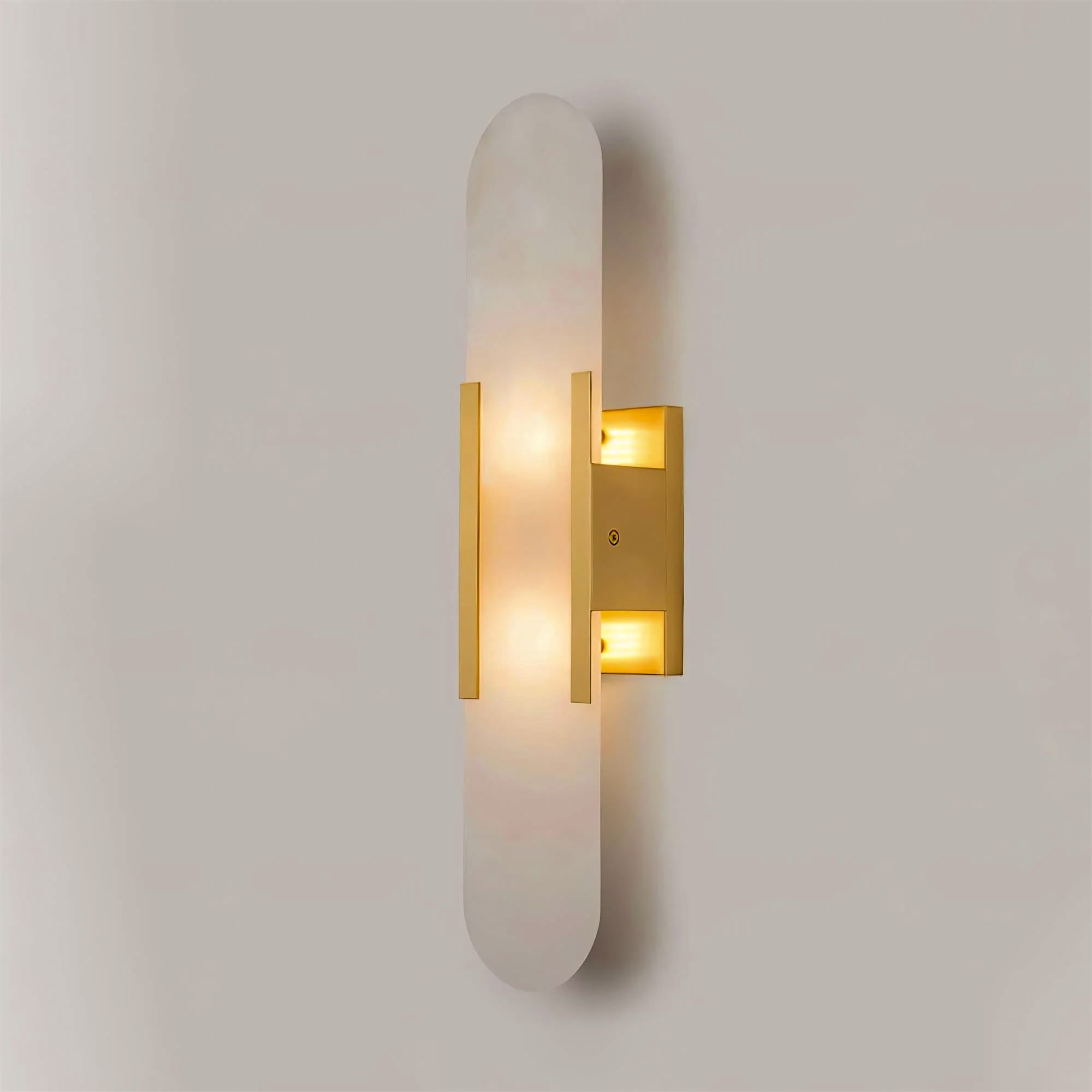 Modern Alabaster Wall Sconce With Brass Accents 9