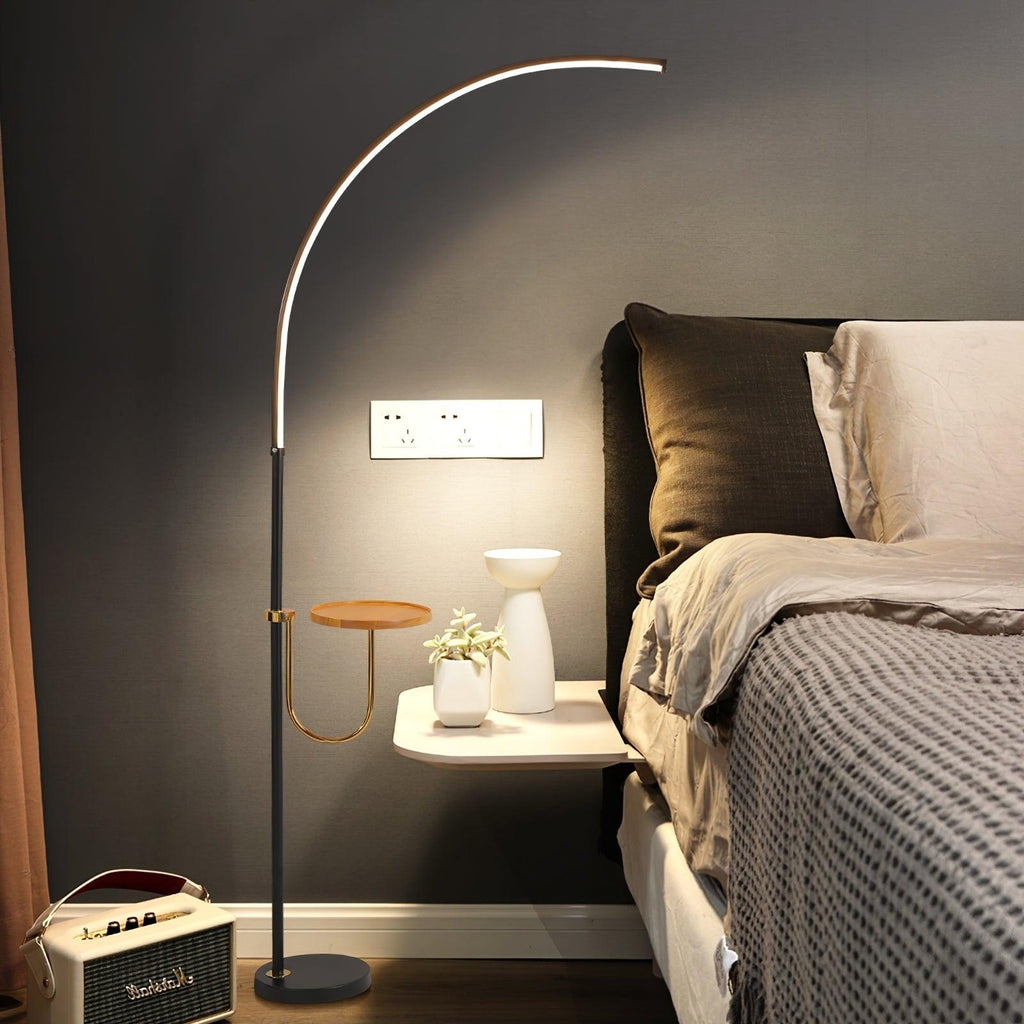 Modern Arc Floor Lamp - Black with Adjustable LED Light Color 2