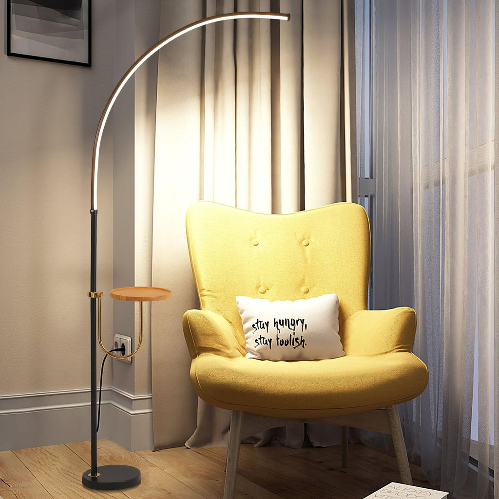 Modern Arc Floor Lamp - Black with Adjustable LED Light Color 3