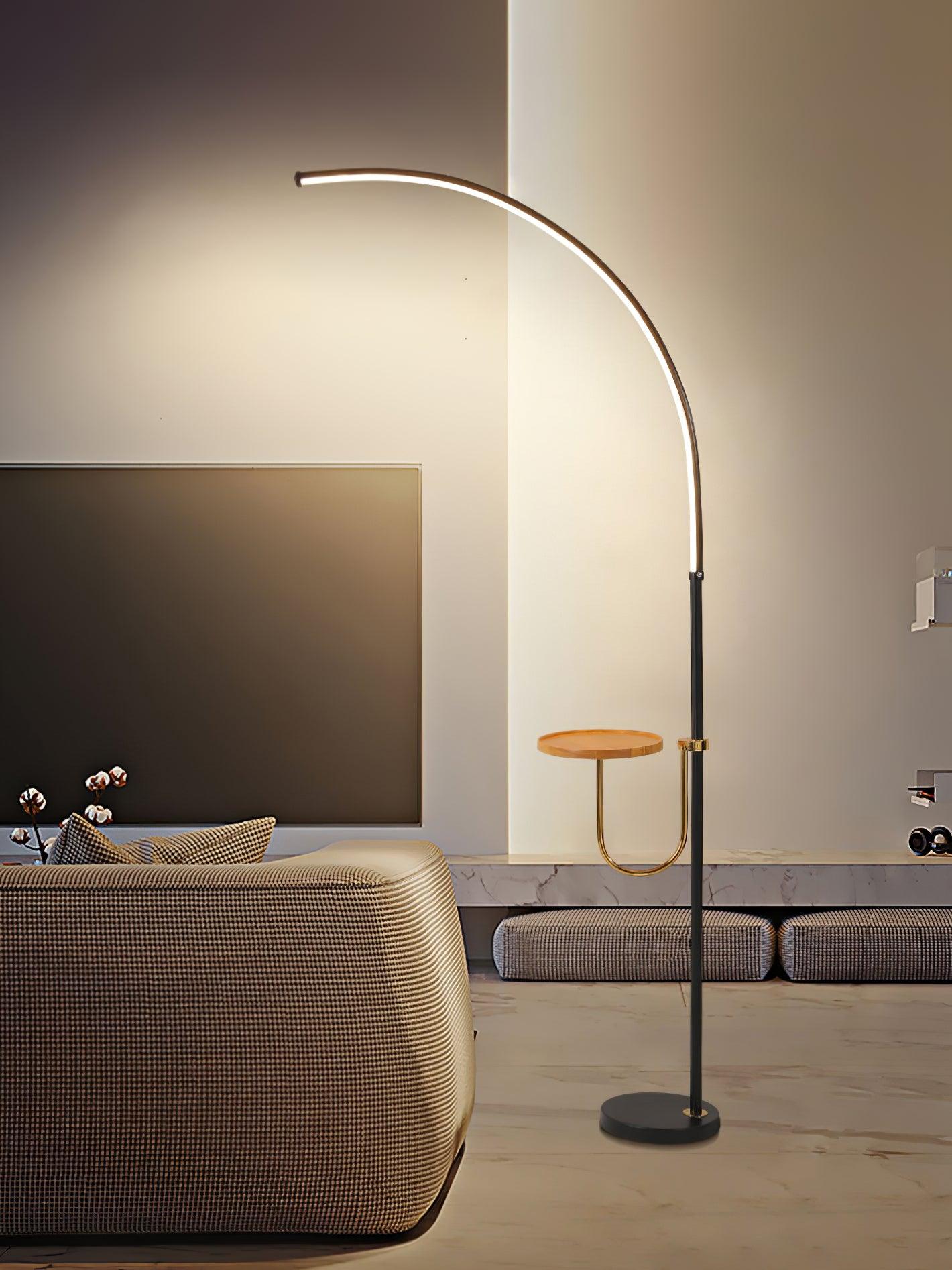 Modern Arc Floor Lamp - Black with Adjustable LED Light Color 6