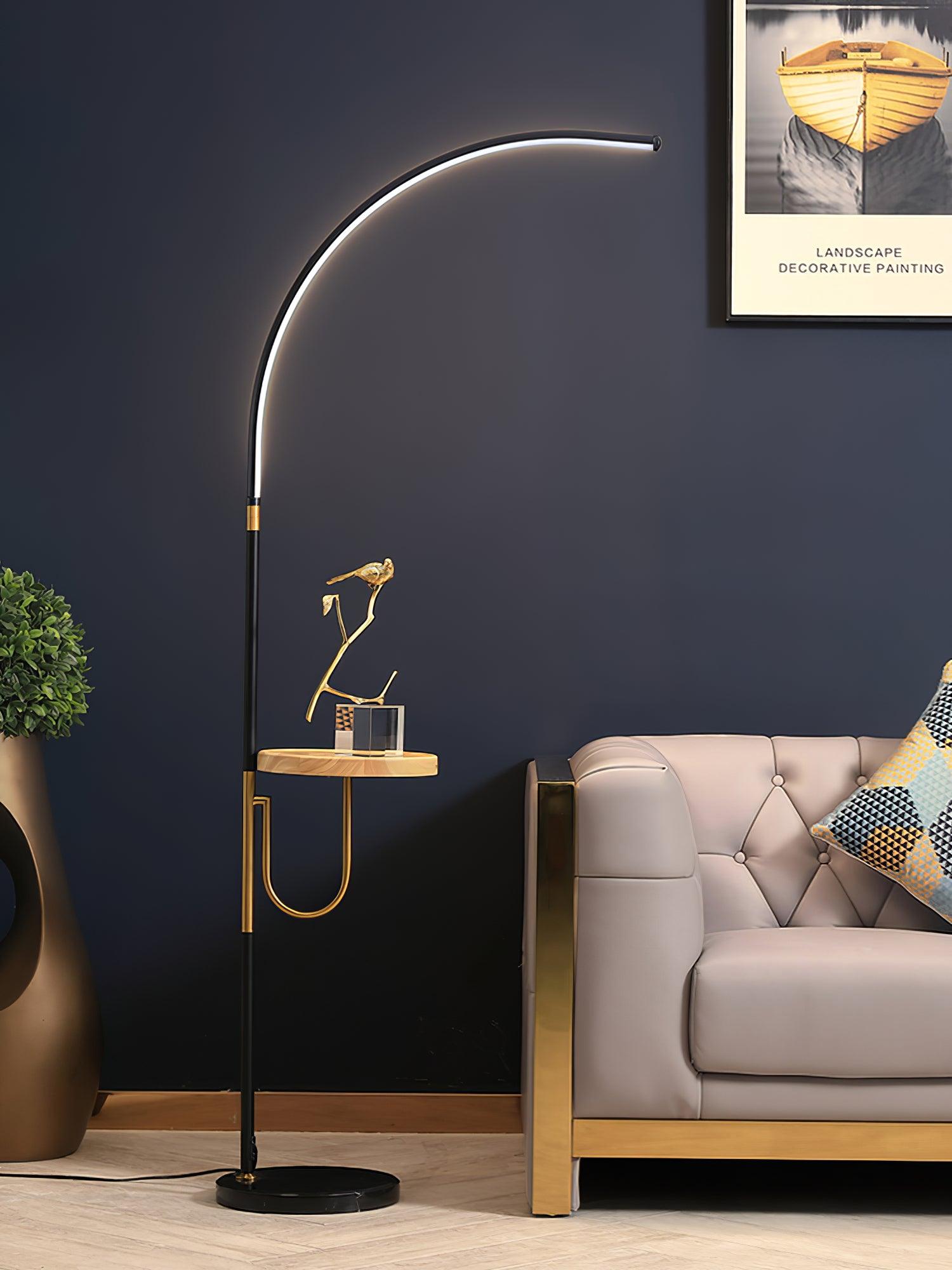 Modern Arc Floor Lamp - Black with Adjustable LED Light Color 8