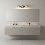 Modern Bathroom Vanity Light with Dimmable Yellow Travertine Shades 3
