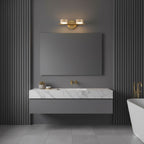 Modern Bathroom Vanity Light with Dimmable Yellow Travertine Shades 5