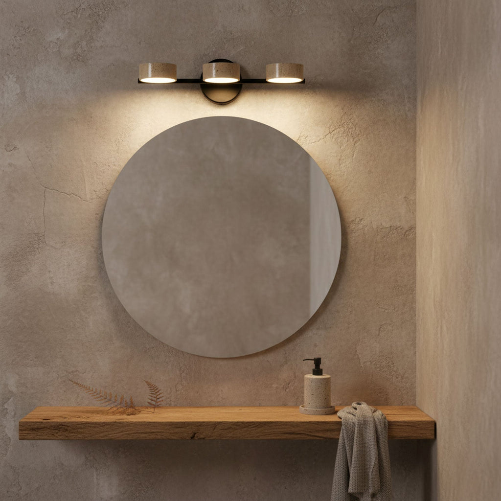 Modern Bathroom Vanity Light with Dimmable Yellow Travertine Shades 6