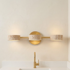 Modern Bathroom Vanity Light with Dimmable Yellow Travertine Shades 98